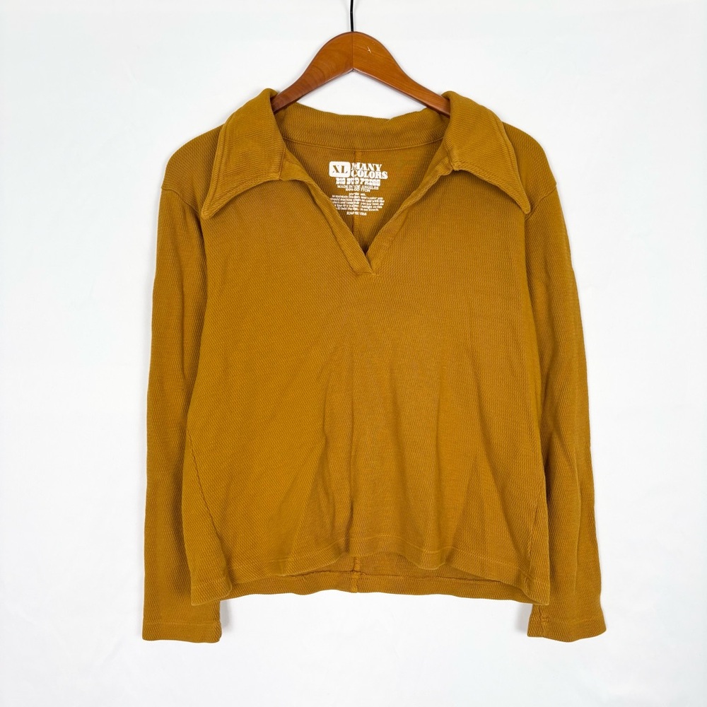 Big Bud Press Long Sleeve Fisherman Polo Spicy Mustard Size XL